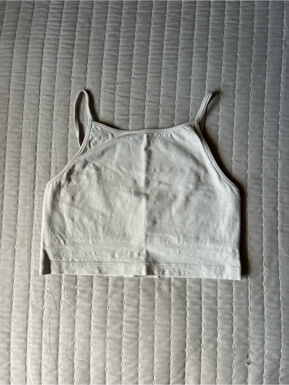 Studio K Oatmeal Cropped Tank Top - Spaghetti Strap